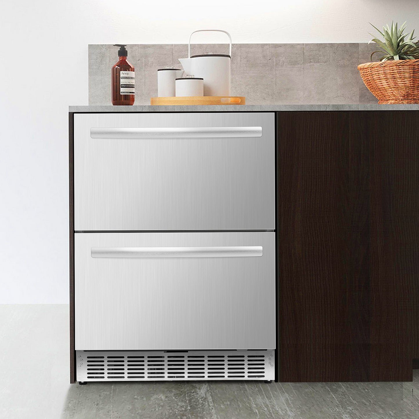 ICEJUNGLE 24 inch Undercounter Refrigerator, Outdoor Fridge for Patio, Wine and Beverage Refrigerator, Drawer Refrigerator Under Counter Fridge Ideal for Home and Commercial