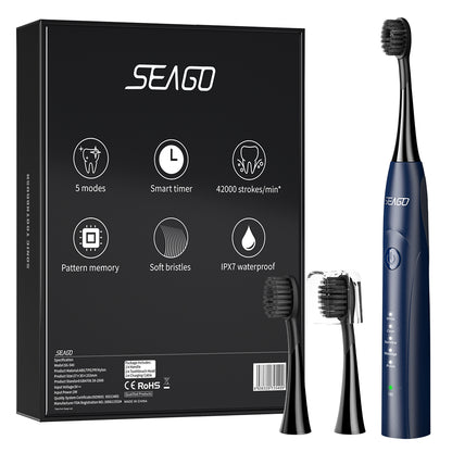Seago SG-540 Electric Toothbrush, Sonic Vibration Five-mode Power Toothbrushes Rechargeable for Adult Children, Soft Hair Electric Toothbrush