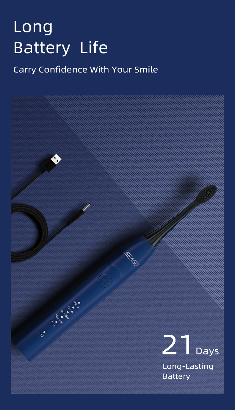 Seago SG-540 Electric Toothbrush, Sonic Vibration Five-mode Power Toothbrushes Rechargeable for Adult Children, Soft Hair Electric Toothbrush