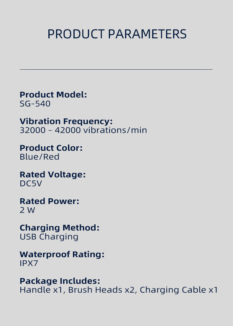 Seago SG-540 Electric Toothbrush, Sonic Vibration Five-mode Power Toothbrushes Rechargeable for Adult Children, Soft Hair Electric Toothbrush