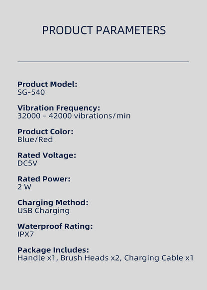 Seago SG-540 Electric Toothbrush, Sonic Vibration Five-mode Power Toothbrushes Rechargeable for Adult Children, Soft Hair Electric Toothbrush
