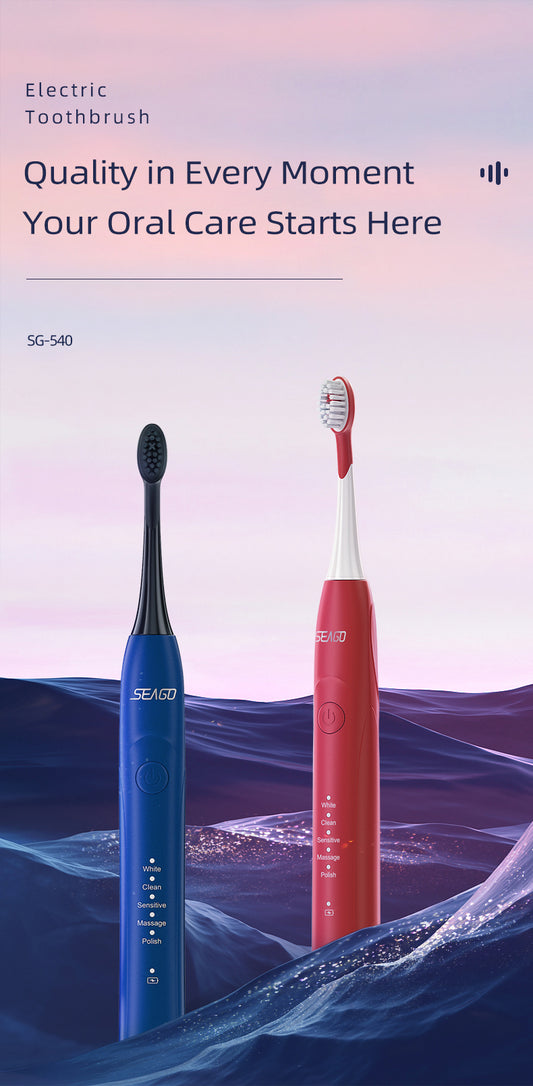 Seago SG-540 Electric Toothbrush, Sonic Vibration Five-mode Power Toothbrushes Rechargeable for Adult Children, Soft Hair Electric Toothbrush