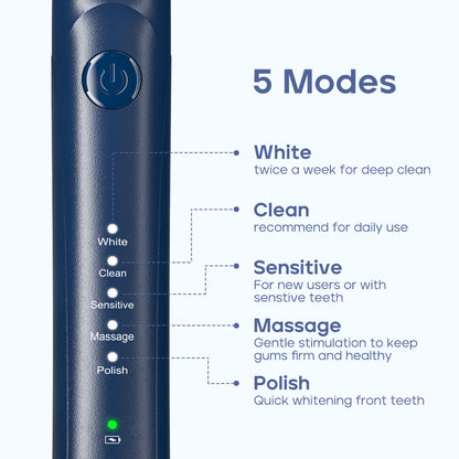 Seago SG-540 Electric Toothbrush, Sonic Vibration Five-mode Power Toothbrushes Rechargeable for Adult Children, Soft Hair Electric Toothbrush