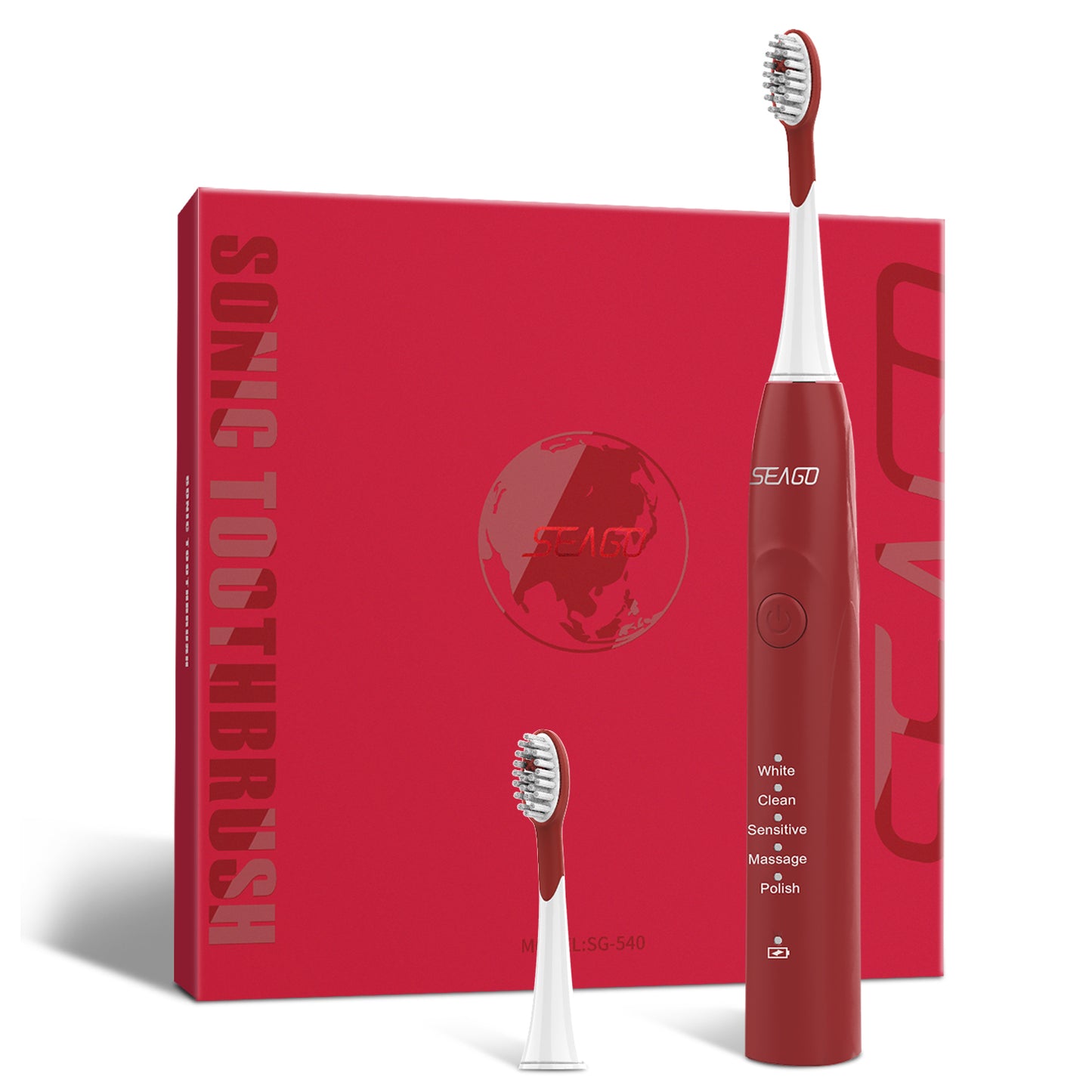 Seago SG-540 Electric Toothbrush, Sonic Vibration Five-mode Power Toothbrushes Rechargeable for Adult Children, Soft Hair Electric Toothbrush