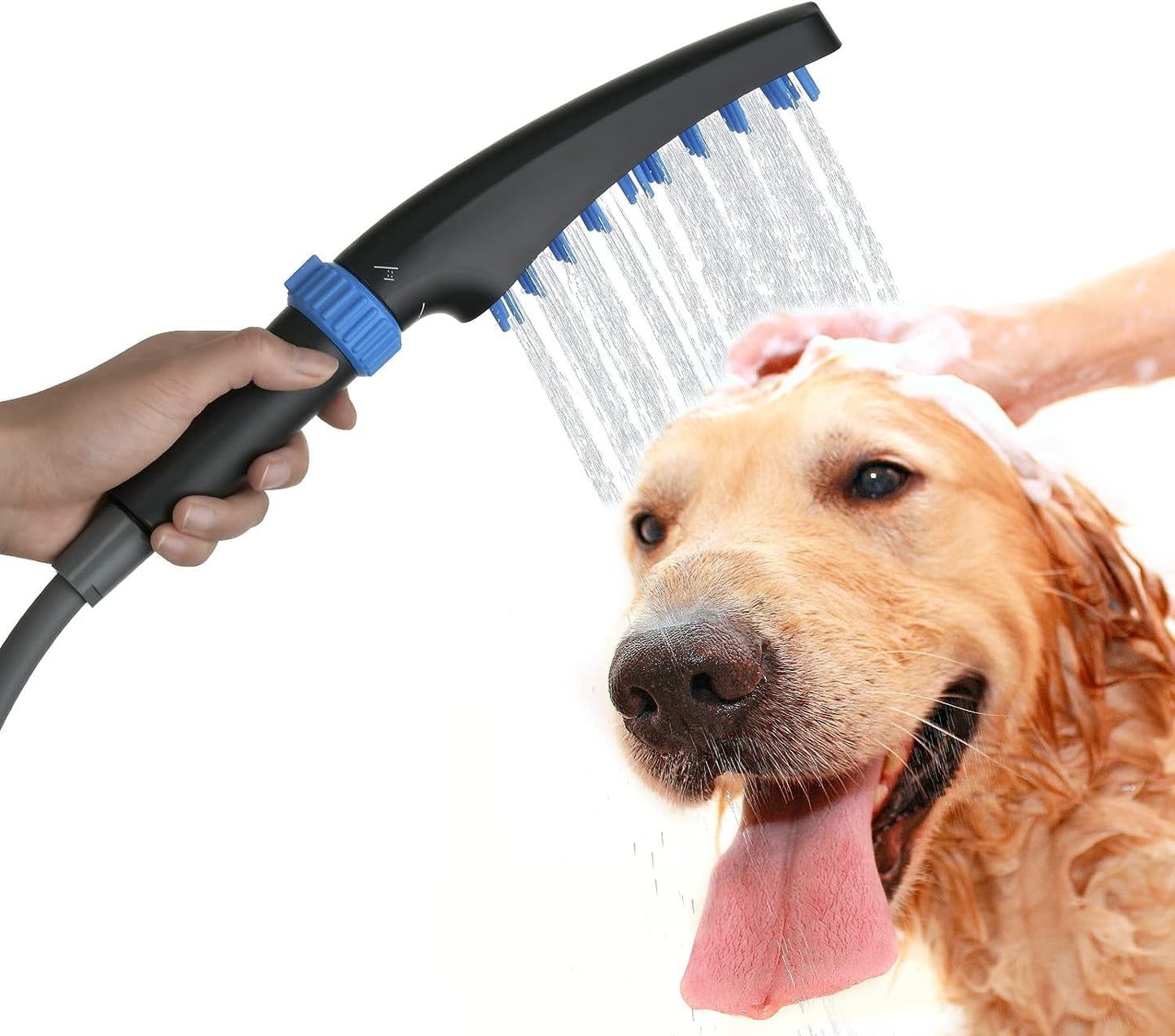 RAINOVO Dog Shower Attachment: Pet Shower Sprayer Attachment with Long Hose Dog Shower Head Attachment for Dog Bathing and Cleaning, Black