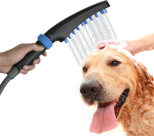 RAINOVO Dog Shower Attachment: Pet Shower Sprayer Attachment with Long Hose Dog Shower Head Attachment for Dog Bathing and Cleaning, Black